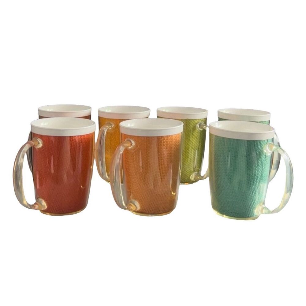Raffiaware Vintage Thermo-Temp Insulated Tumbler Cups, Mugs - Colorful Pastel Me